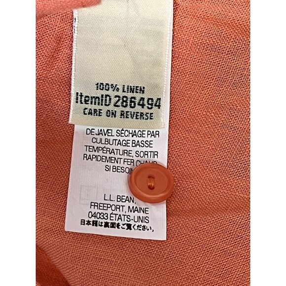 L. L. Bean 100% Linen Button Front Tunic Top Pleated Detail L/S Women's Size‎ XS - Picture 7 of 12